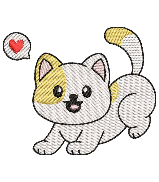 Matriz de Bordado Gato Branco Animado